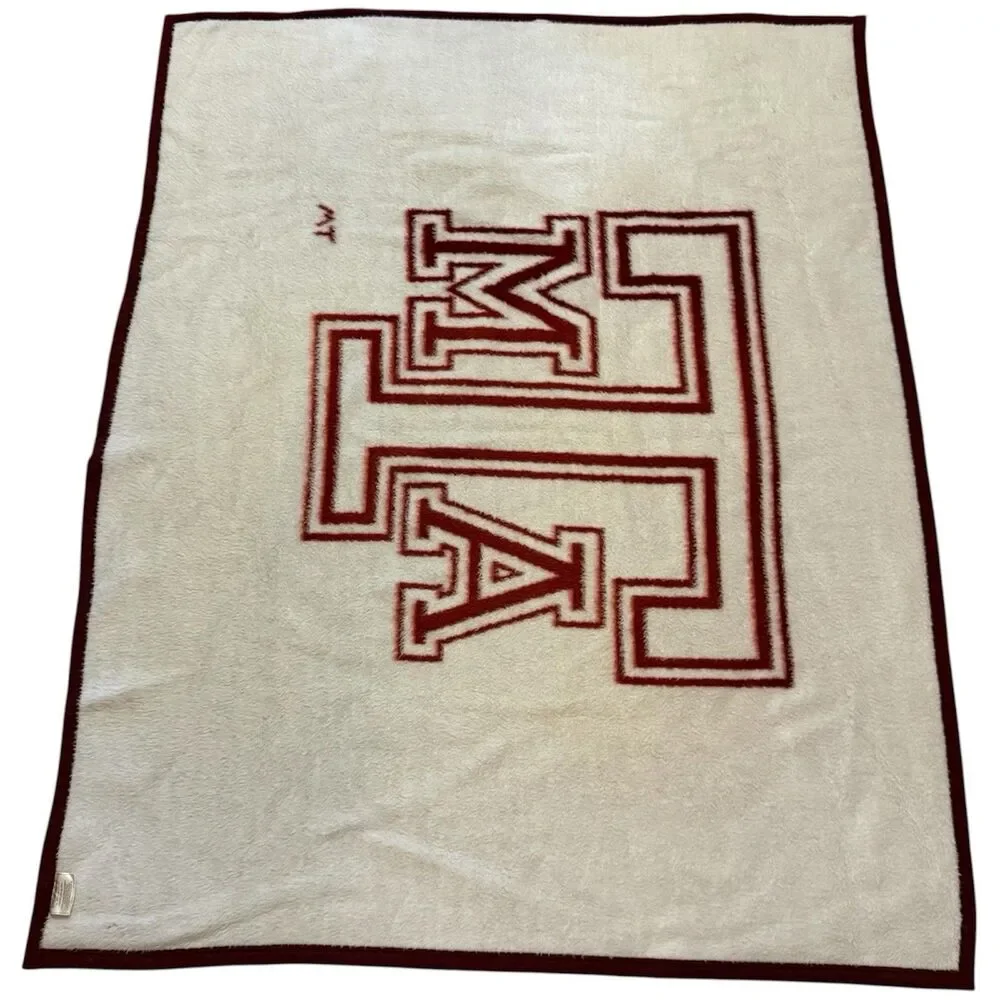 Vintage 90s Biederlack Texas A&M Aggies Blanket Reversible Fleece Throw 55x43